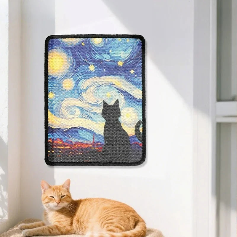 Durable Wall-Mounted Cats Scratching Post Stitched Edges Soft Fabric for Indoor Clawing Play Space-Saving Design for Cat