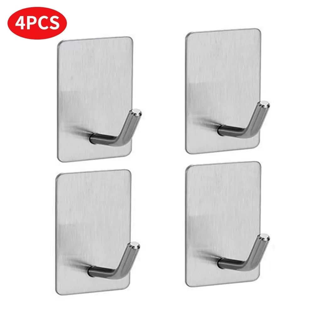 8pcs Stainless Steel Small Hooks, No Drilling, Wall Mounted, Kitchen, Bathroom, Office Key Hooks Wall Hook Adhesive Wall Hooks