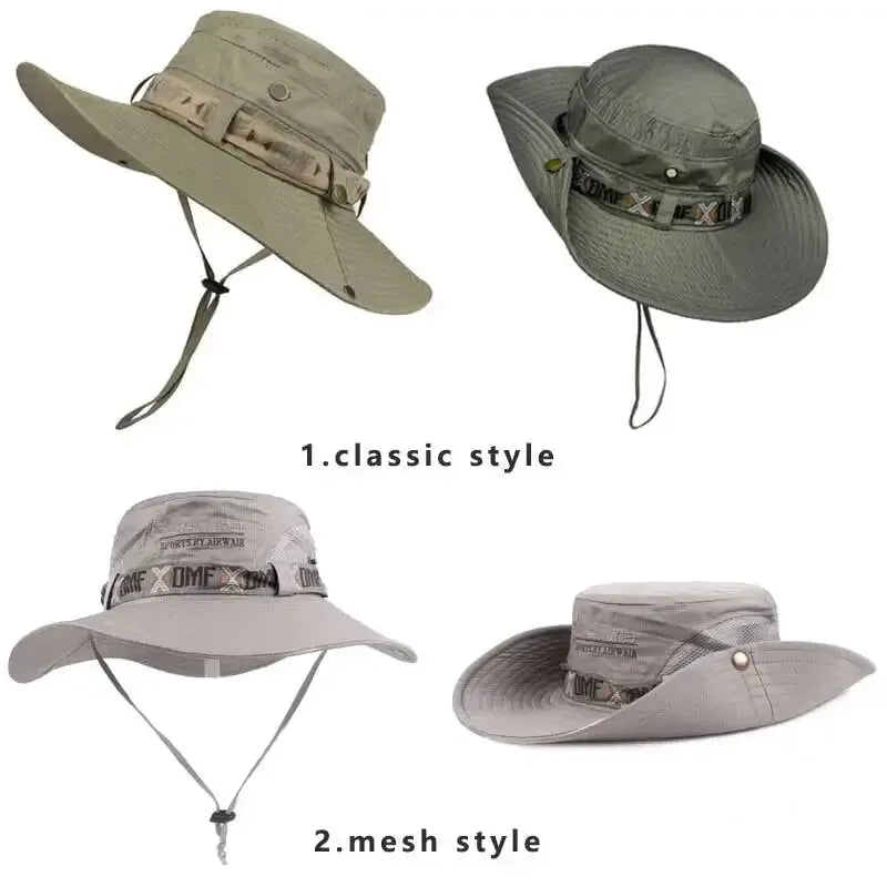 Men's Summer Bucket Hat Wide Brim UV Protection Outdoor Sun Hat additional angle