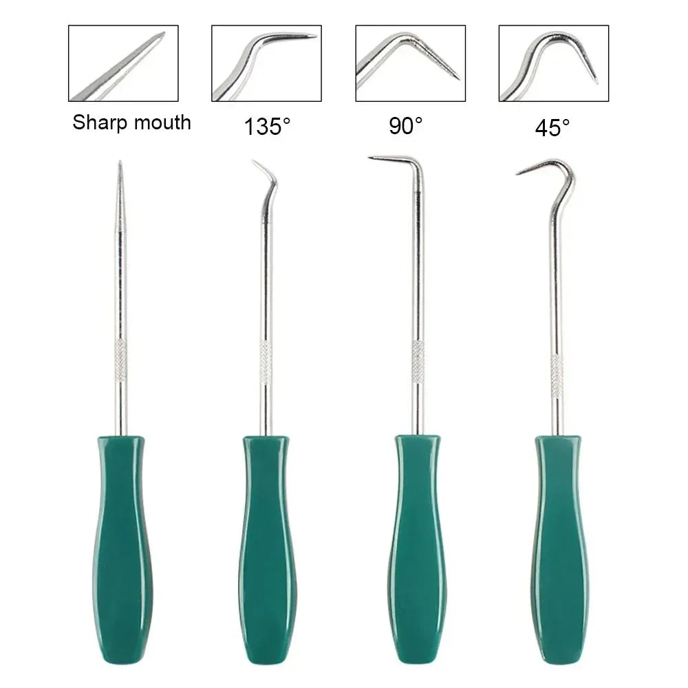 4Pcs 135mm Oil Seal Screwdrivers Set O-Ring Seal Gasket Puller Remover Pick Hooks additional angle