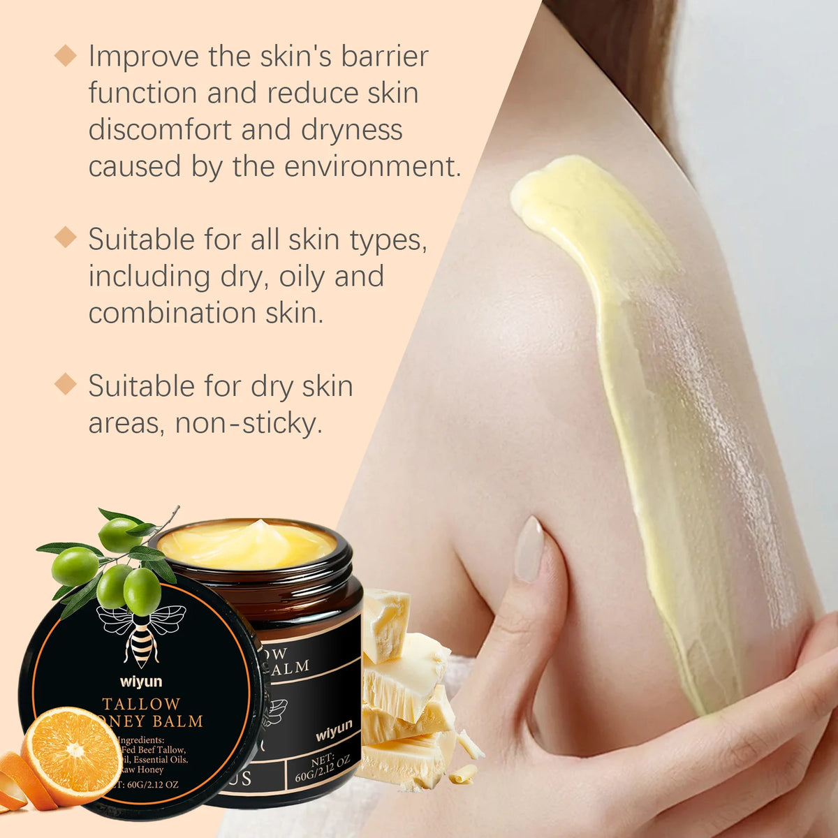 Tallow Honey Cream Hydrating Body Moisturizer Lotion