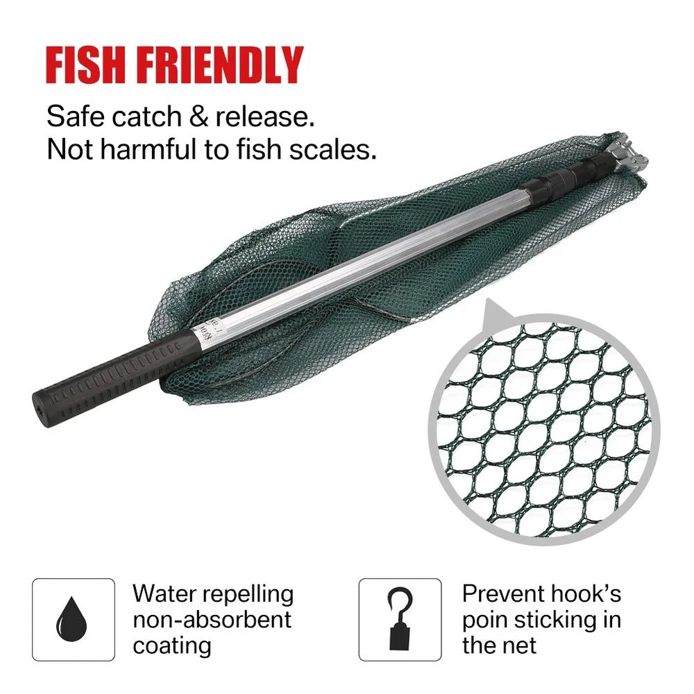 Telescopic Landing Net Folding Fishing Pole Extending Fly Carp Sea Mesh