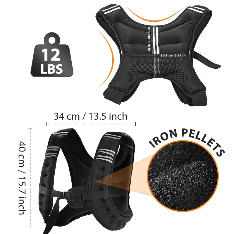 12lb Weight Vest with Reflective Straps