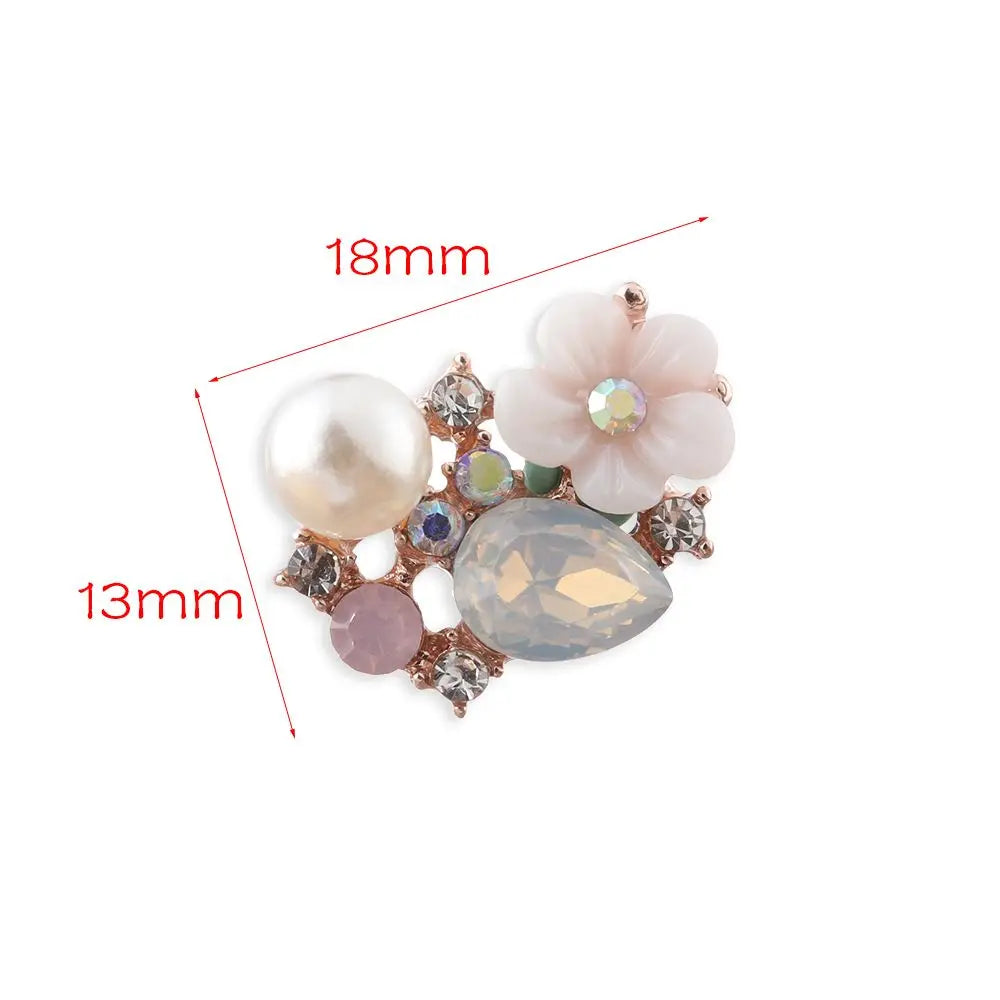 10Pcs Exquisite Garment Buckle Flower Rhinestone Pearl Buttons DIY Craft Sewing Accessories Apparel Clothing Decoration
