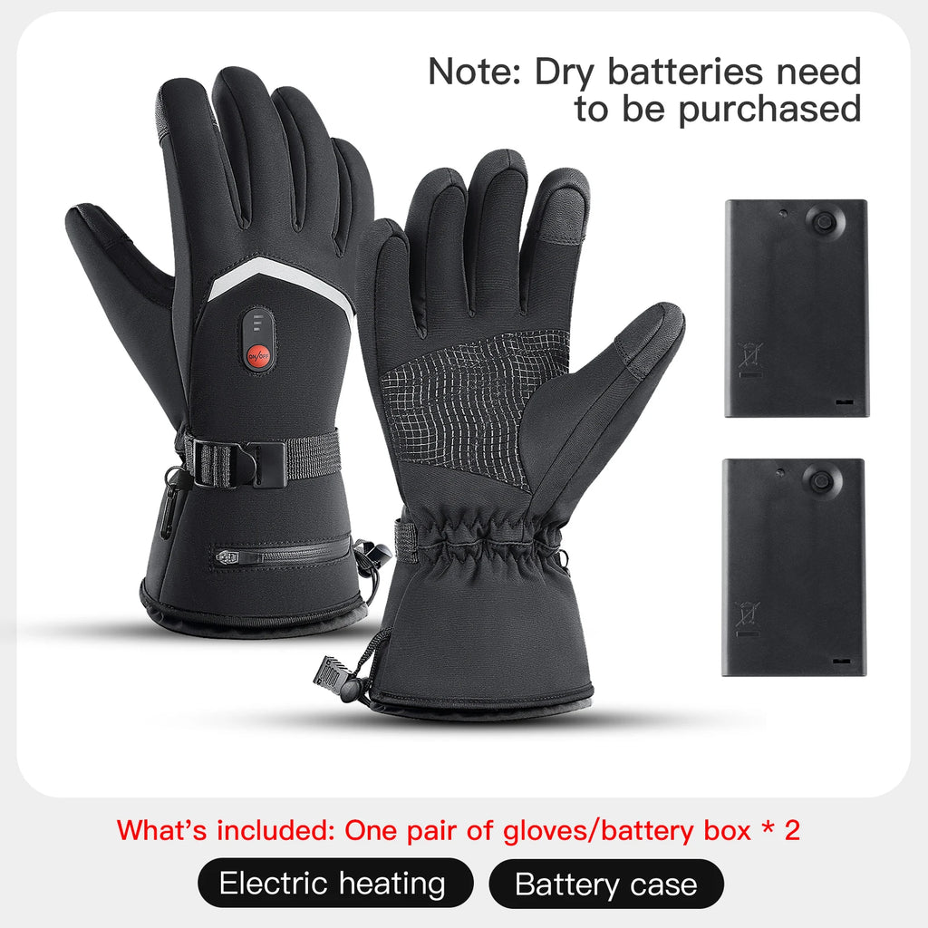 Electric Heated Gloves Motorcycle Winter Moto Heated Gloves Warm Waterproof Rechargeable Heating Thermal Gloves For Snowmobile