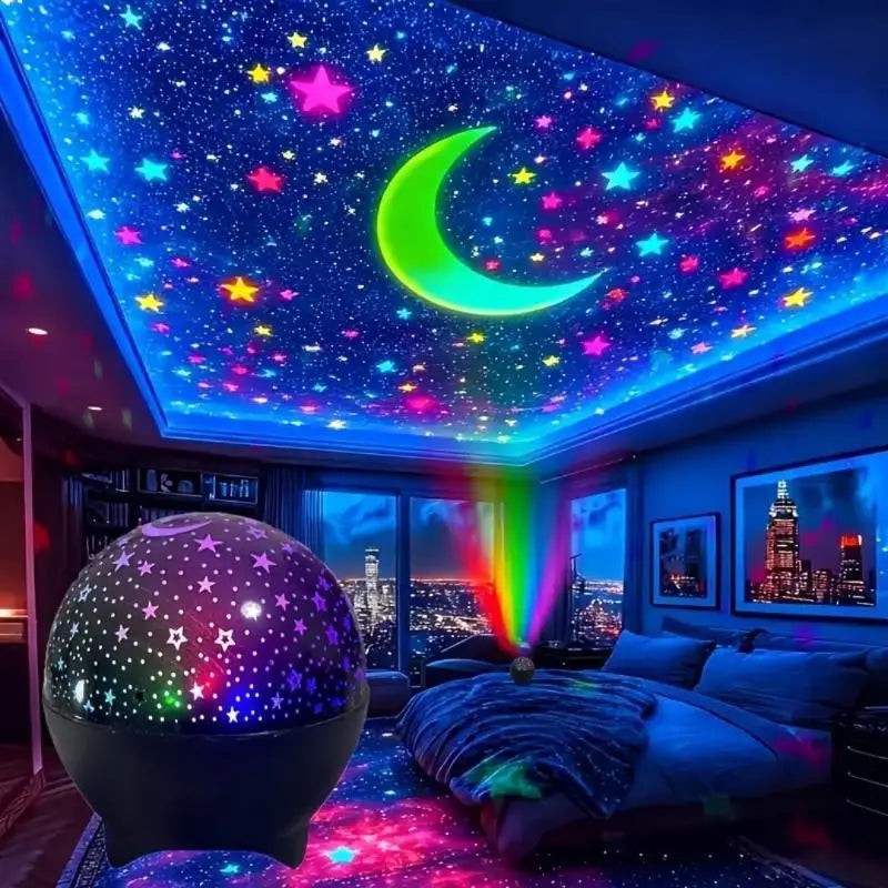 LED Night Lights Starry Sky Moon Projector Light USB Plug Colorful Strobe Light For Kids Room Party