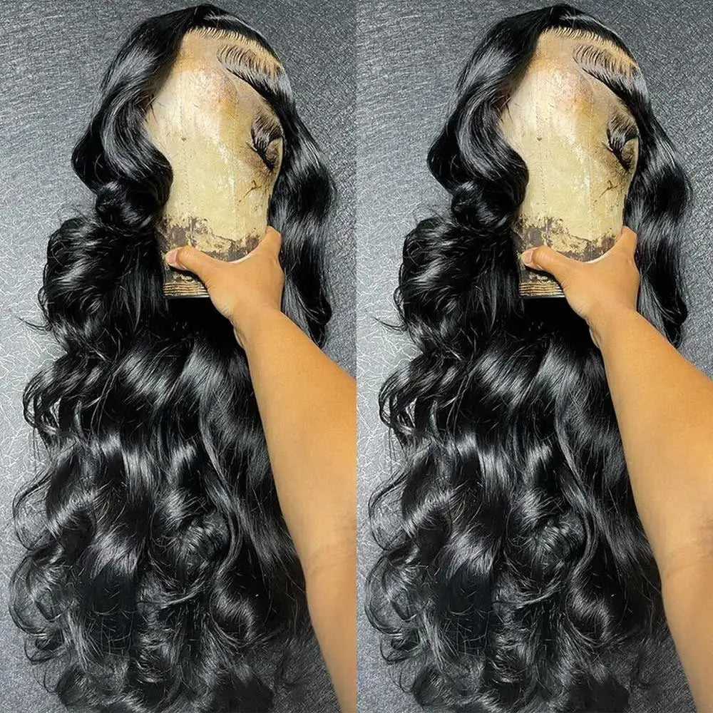 Body Wave Lace Front Wig Human Hair 250 Density Pre Plucked Glueless Black