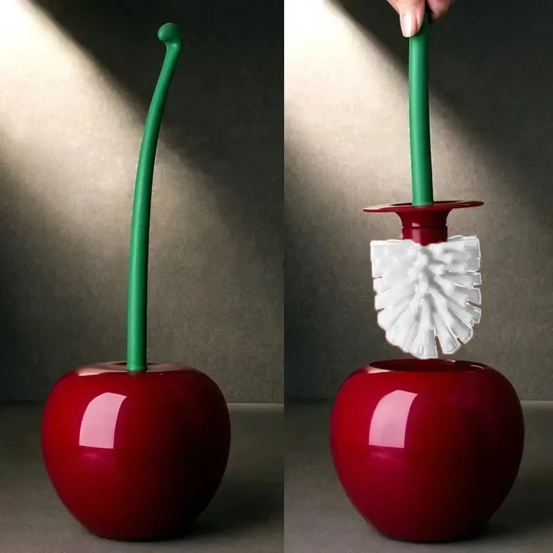 Cherry Toilet Brush Holder Set additional angle