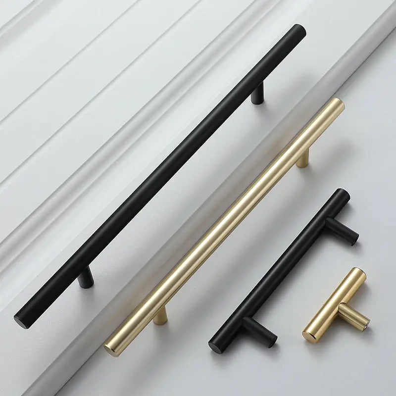 Modern Brushed Gold Stainless Steel T-Bar Cabinet Pull alternate view
