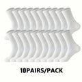 5/10/20 Pairs Neutral Solid Color Round Neck Socks Spring Summer Sweat Absorbing Breathable Comfortable All-season Sports Socks