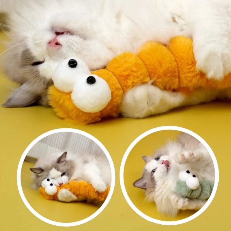 Plush Cat Chew Toy Caterpillar Catnip Pillow