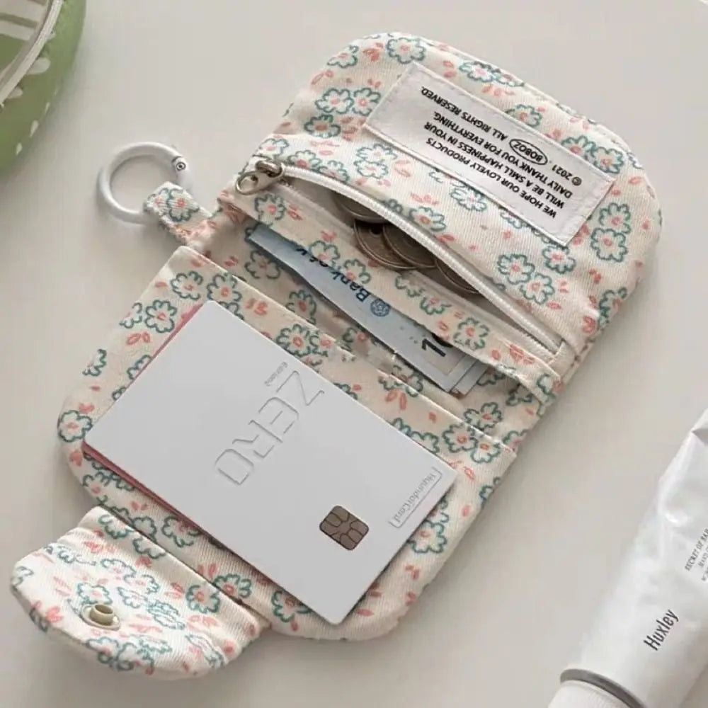 Cute Student Coin Purse Card Simplicity Floral Korean Fashion Wallet Card Holder for Girls Portable Cute Small Storage Bag