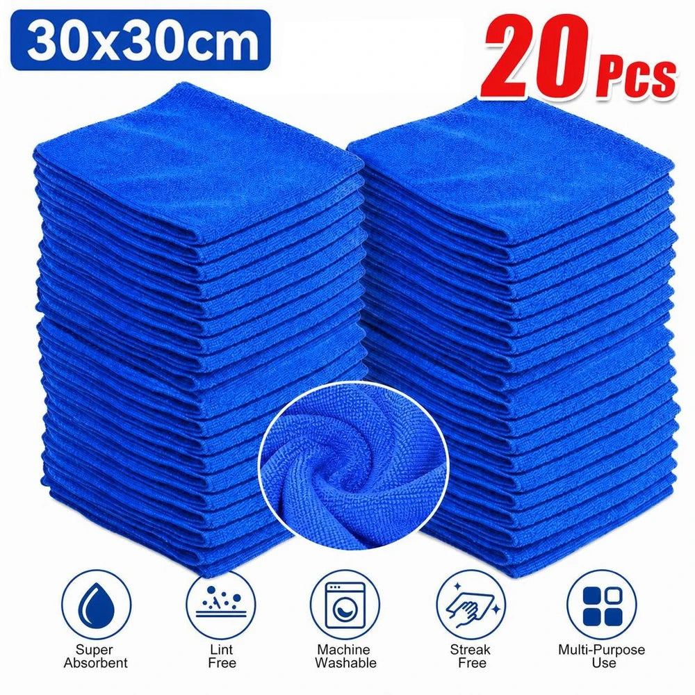 20 Pcs Microfiber Cleaning Towels Car Wash Drying Cloth