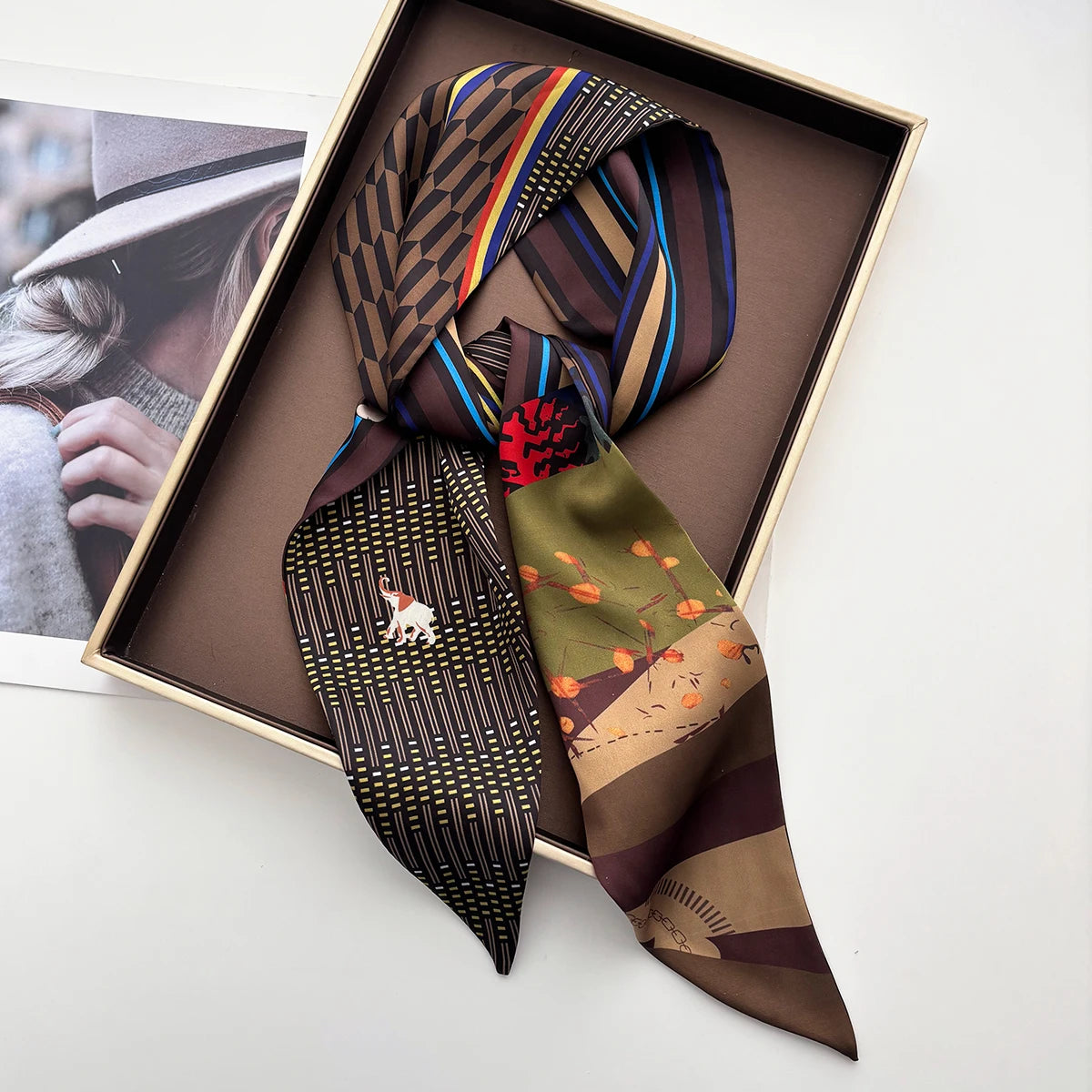 Skinny Silk Scarf Neckerchief Hair Band Handbag Tie