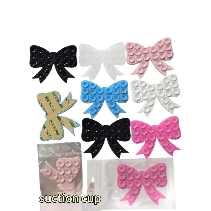 Silicone Bow Shaped Mobile Phone Suction Cup Multicolor Strong Adhesion Reusable For Holding Phone Watching Videos Daily Use