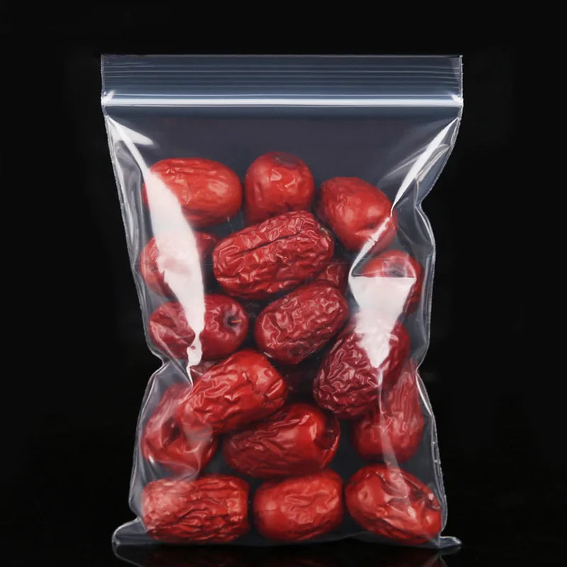 30-100pcs/bag 4*6/5*7/6*8/7*10/8*12cm Zipped Lock Reclosable Plastic Poly Clear Bag additional angle