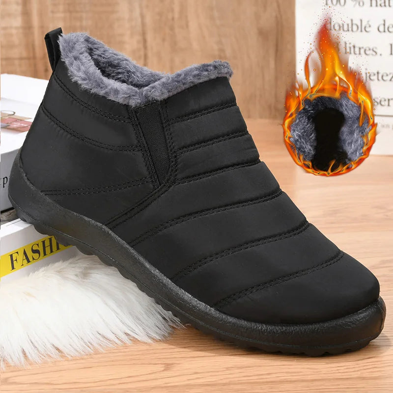 Men's Winter Snow Boots Waterproof Fur Ankle Hiking Boots