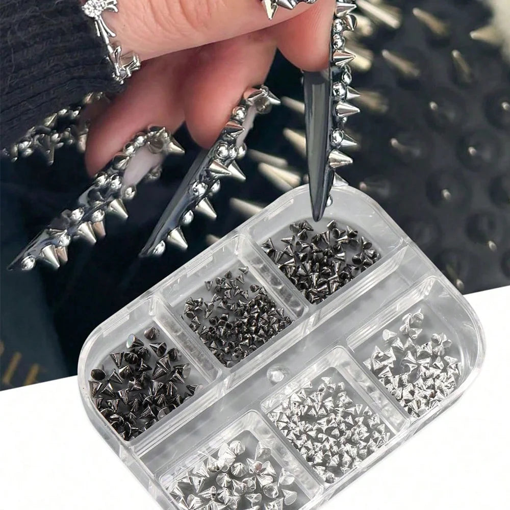 3D Punk Metal Rivet Nail Studs Gold Silver 1.5/2/3mm