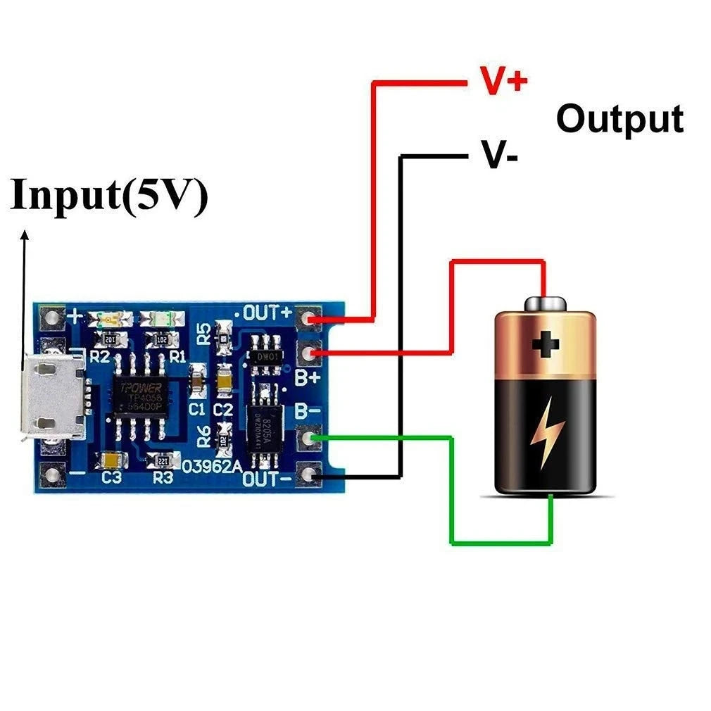 TP4056 18650 Lithium Battery Charger Module Micro/Type-C/Mini USB close-up view