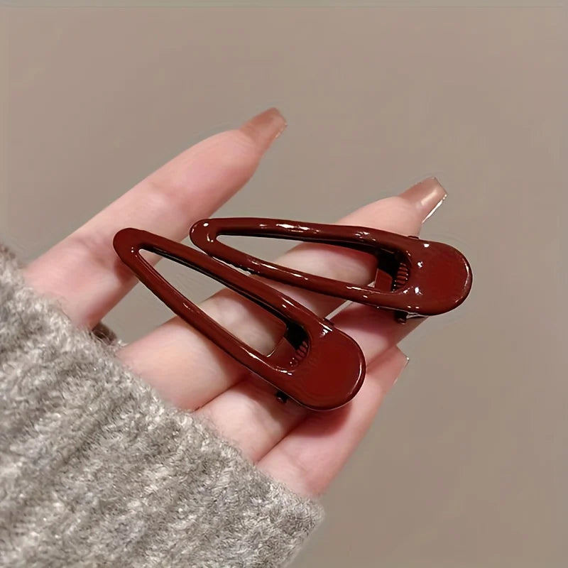 2pcs Set Burgundy Hair Clips - Non-Slip Durable Rectangular Hair Claw Clips, Elegant & Minimalist Hair Accessories for Braids