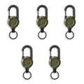 1/5Pcs Retractable Heavy Duty Carabiner Keychain Steel Wire Rope Spring Buckle Pull Reel Anti-theft Outdoor Sporty Key Ring Tool