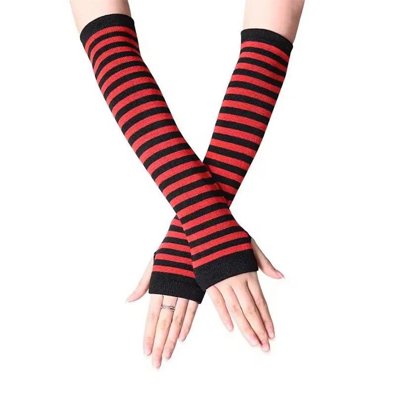 Y2K Women Knitted Long Arm Gloves Elbow Length Arm Warmers detail view