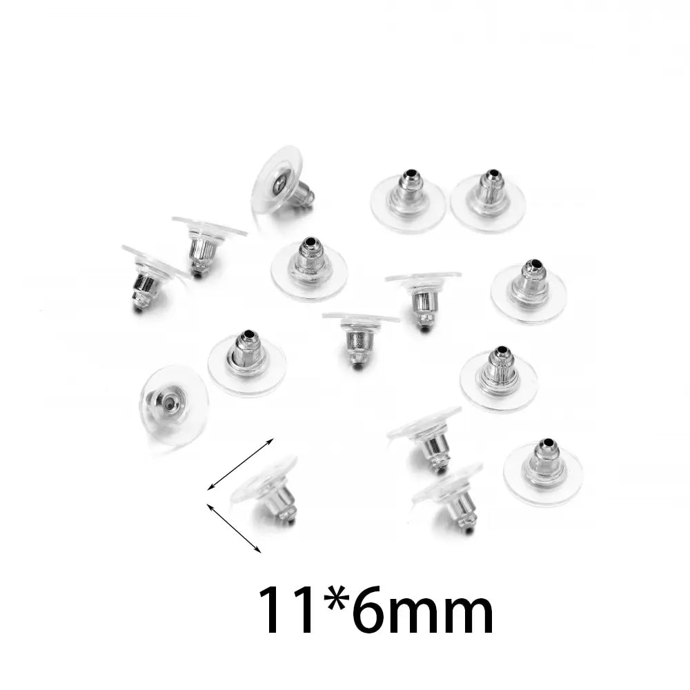 100Pcs Rubber Earring Backs Post Nuts Silicon Steel Earnuts Stud Earring Back for DIY close-up view