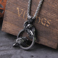 Odin Huginn and Muninn Raven Pendant Necklace Stainless Steel Viking