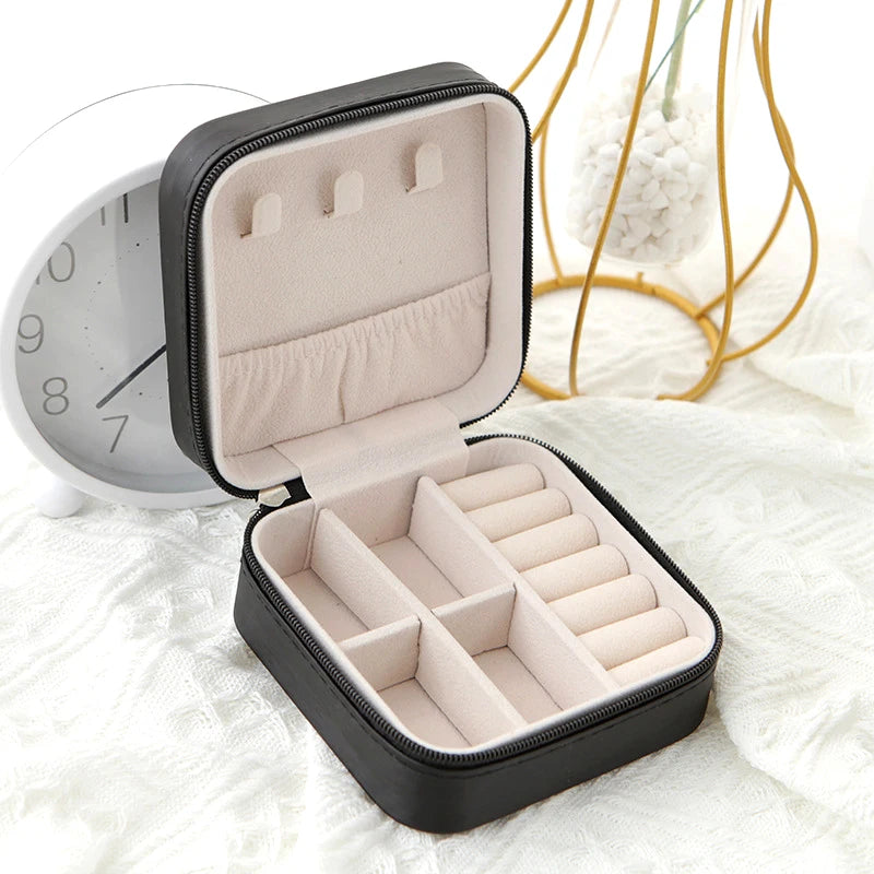 Single Layer Leather Jewelry Box Travel Storage Box