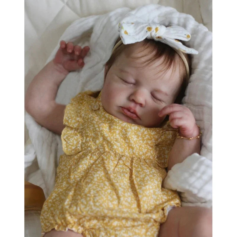 49cm Full Body Vinyl Reborn Doll Loulou with Rooted Hair Newborn Baby 3D Painted Skin lifestyle view