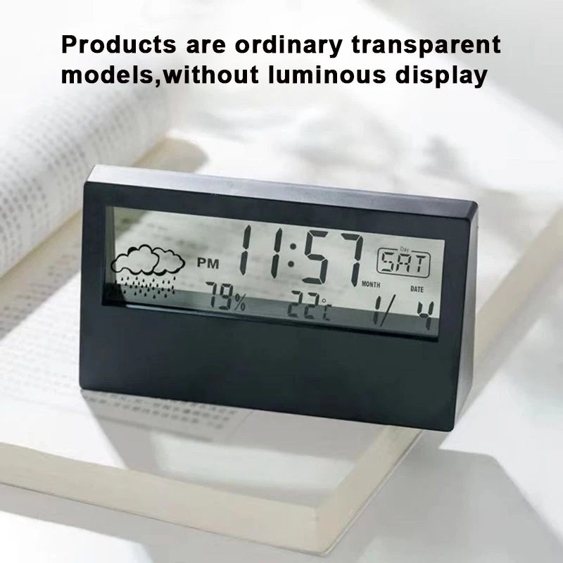 Thermo-Hygrometer Clock Creative Weather Display Electronic Alarm CLock Desktop Table Decor For Living Room Bedroom