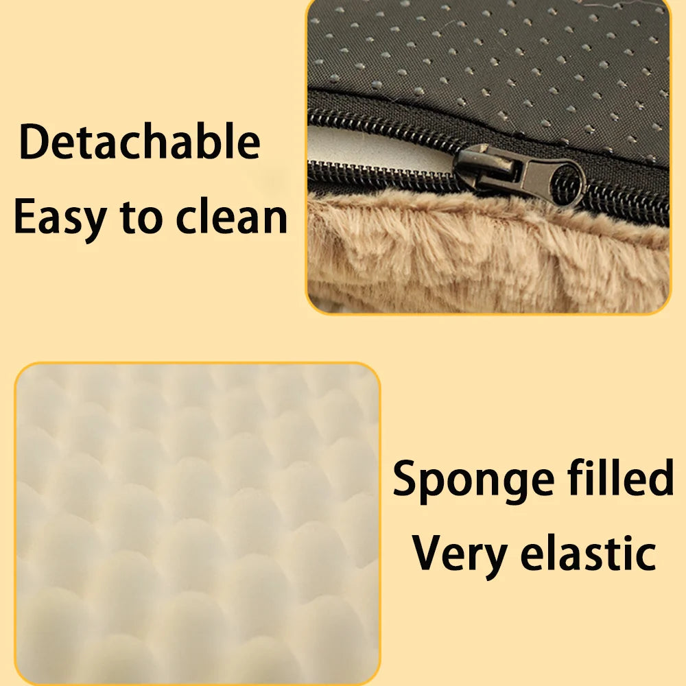 3D Sponge Pet Bed With Removable Washable Faux Fur Cover Soft Dog Bed For Crate Anti-Slip Bottom Winter Warm Dog Bed