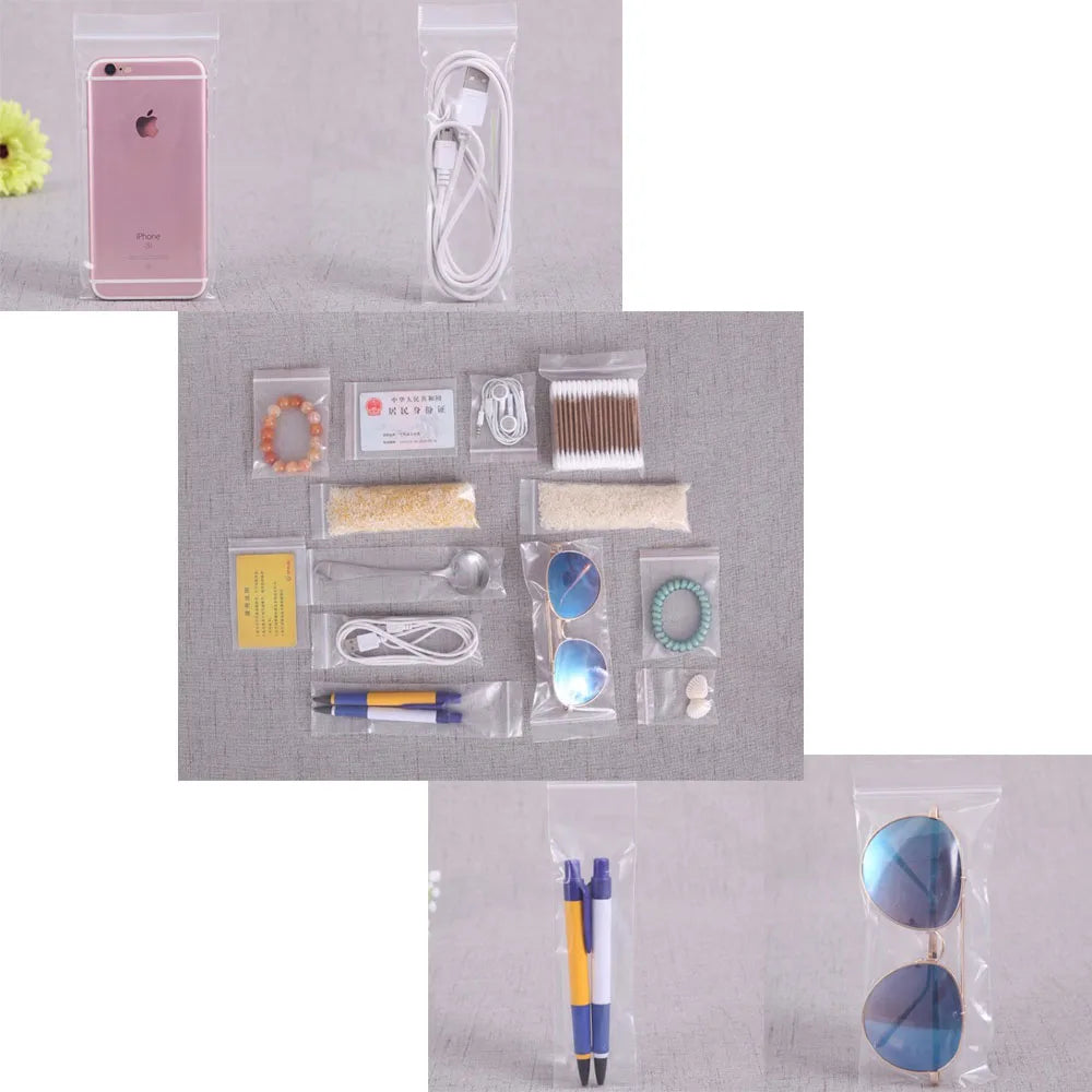30-100pcs/bag 4*6/5*7/6*8/7*10/8*12cm Zipped Lock Reclosable Plastic Poly Clear Bags alternate view