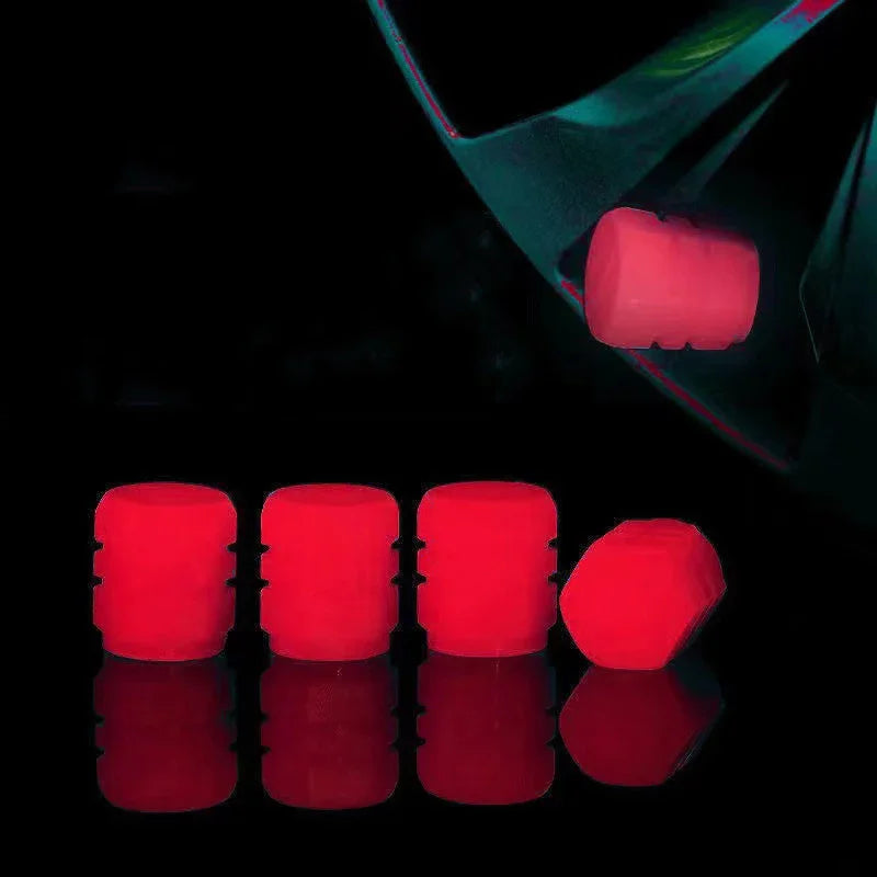 Luminous Fluorescent Tire Valve Caps close-up view