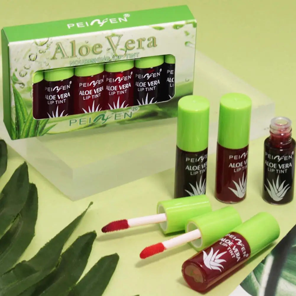 6 Color Lip Tint Stain Set Plumping Liquid Lipstick Aloe Vera Watery Lip Stain Lip Gl lifestyle view