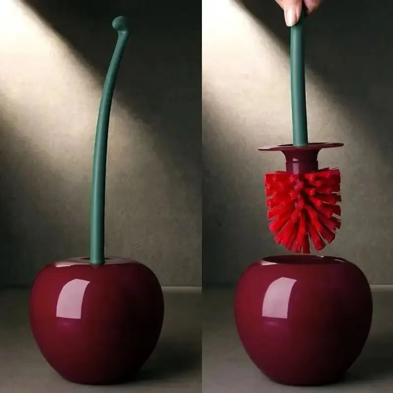 Cherry Toilet Brush Holder Set