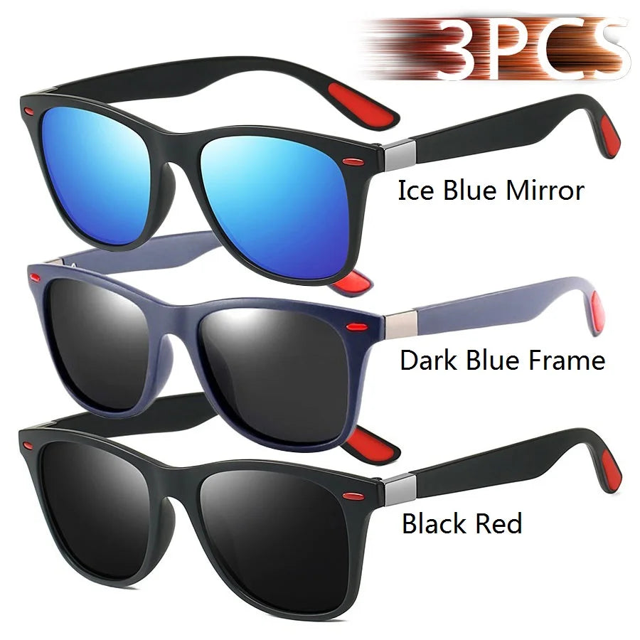 1-2-3PCS Fashion Vintage Square Unisex Driving Fishing Sunglasses Men Women Luxury Br lifestyle view