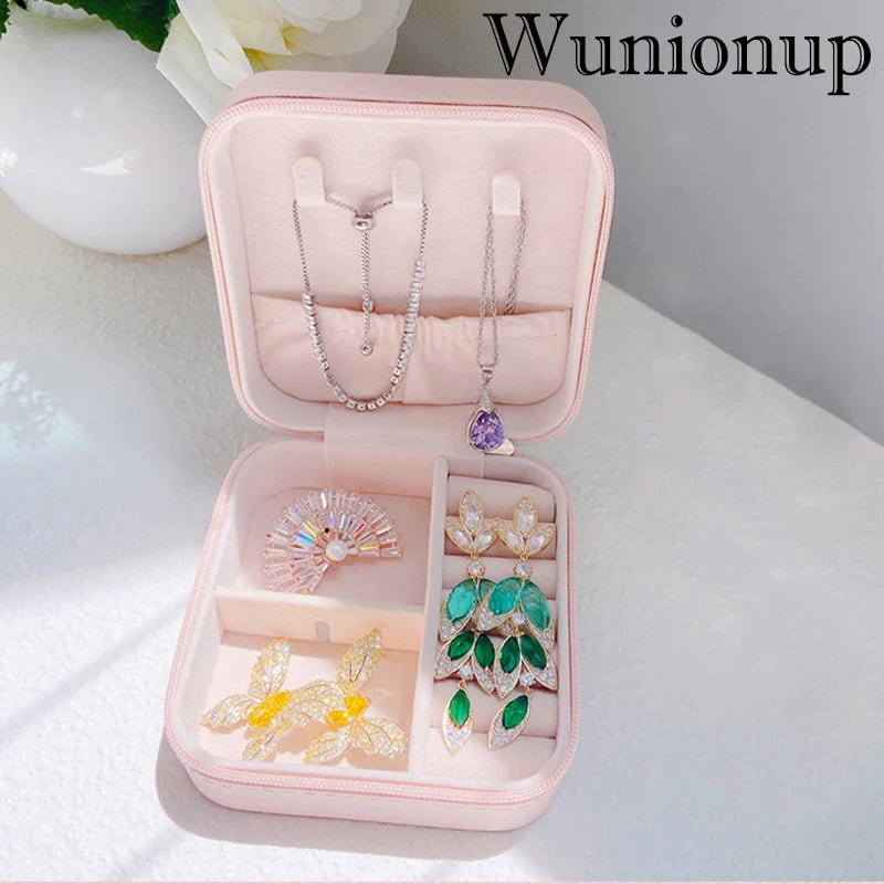 Portable Mini Jewelry Travel Case PU Leather Organizer Box for Earrings and Necklaces