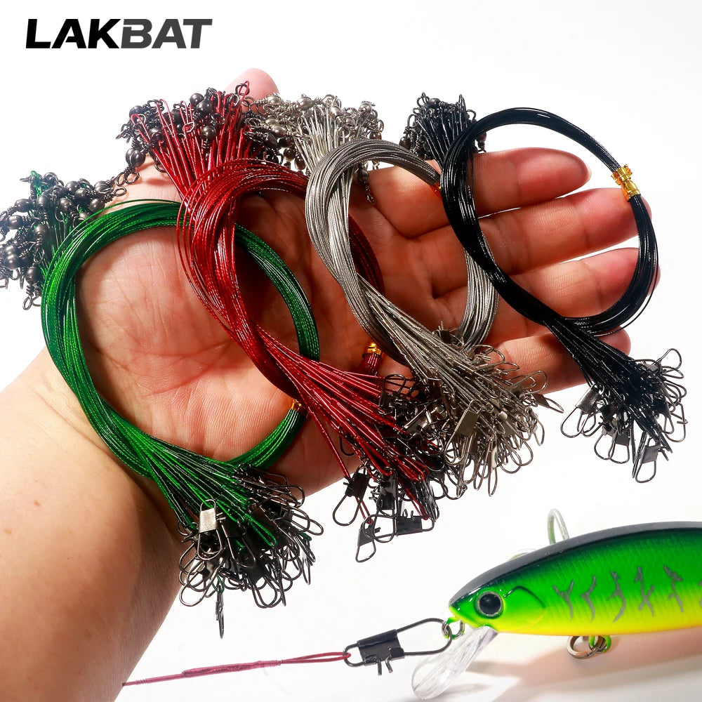 Stainless Steel Wire Fishing Leader Swivel Snap 20Pcs
