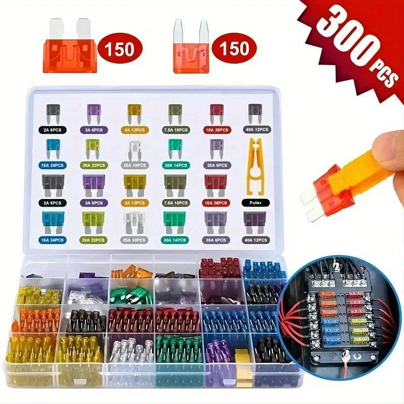 300pcs Blade Fuse Assortment Kit Mixed Small Medium Auto Truck Motorcycle