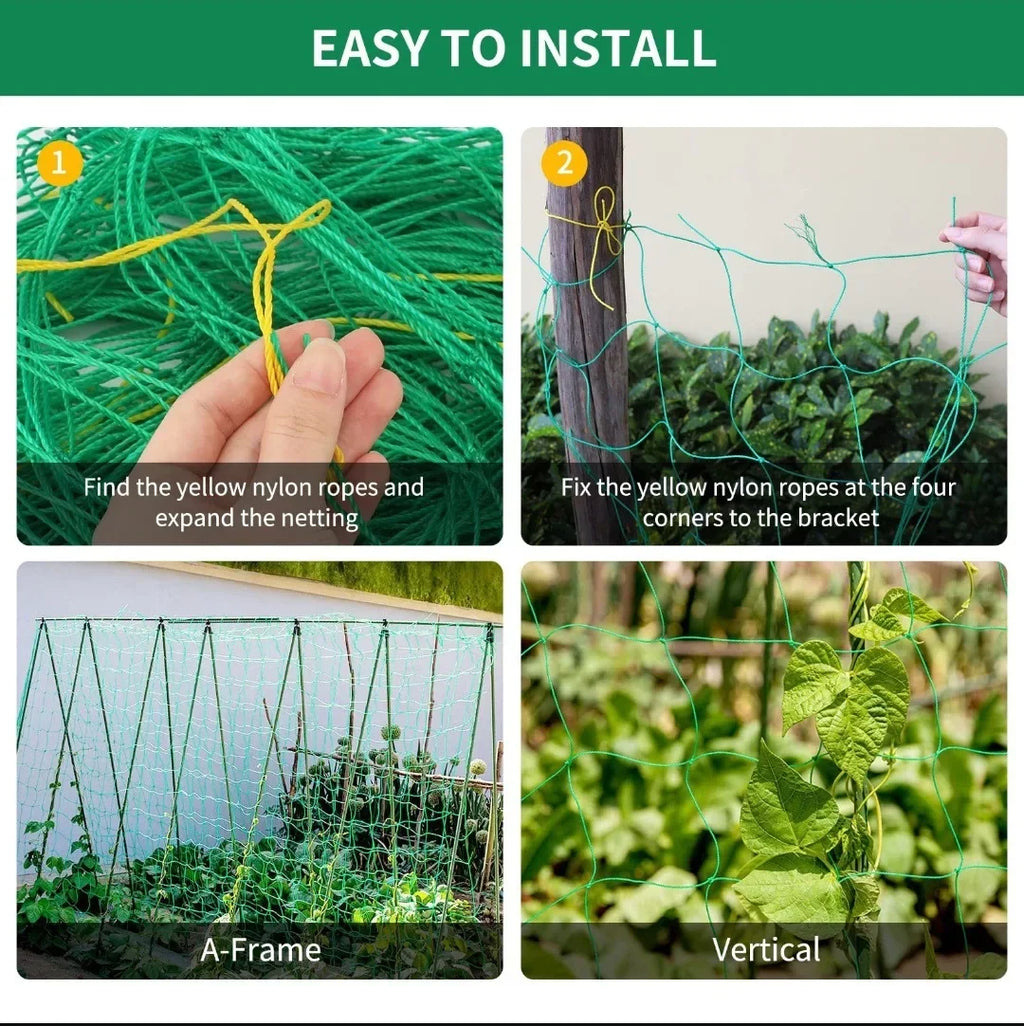 Plant Trellis Pergolas, Heavy-Duty Polyester Grow Net, Garden Trellis Netting With additional angle