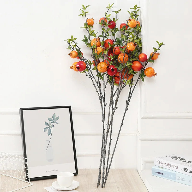 Artificial Pomegranate Long Branch Fruit Decor 80cm