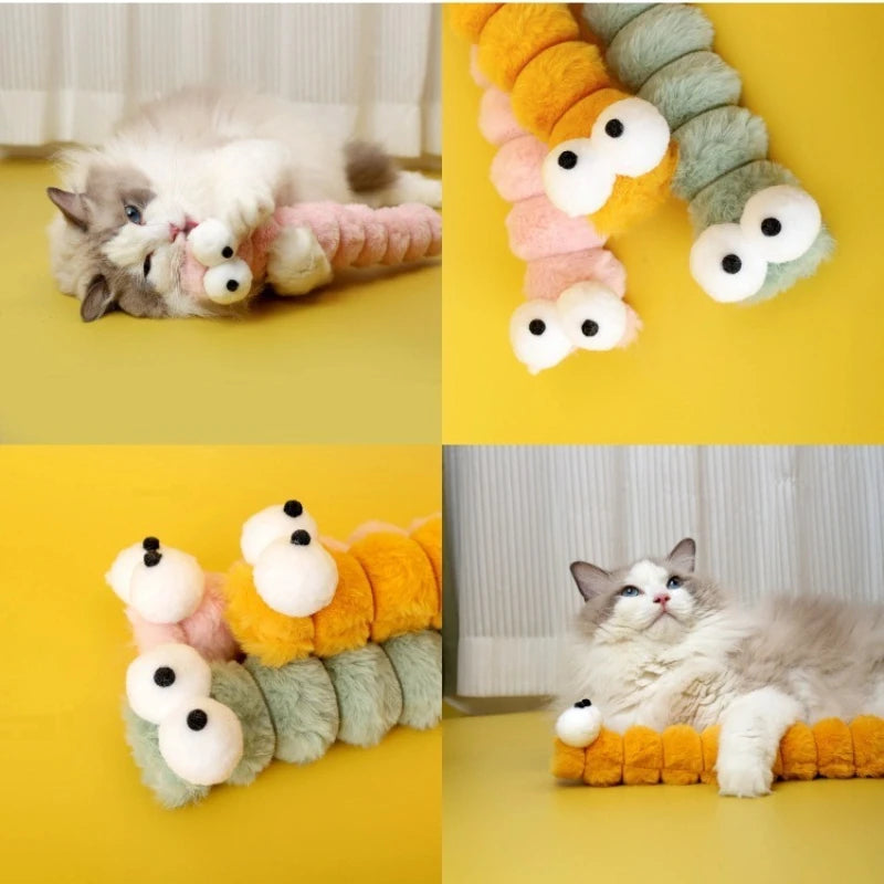 Plush Cat Chew Toy Caterpillar Catnip Pillow