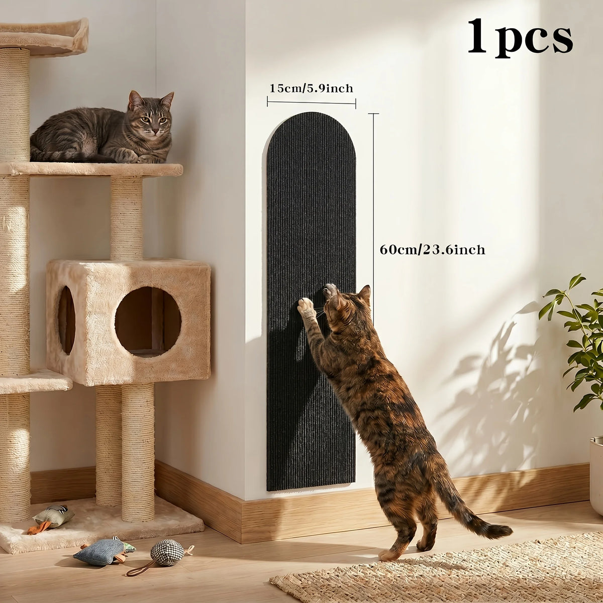 4pcs Self Adhesive Cat Scratcher Mat Trimmable Wear Resistant Lint Free Soft Fabric Sofa Wall Furniture Protector Strong Stick