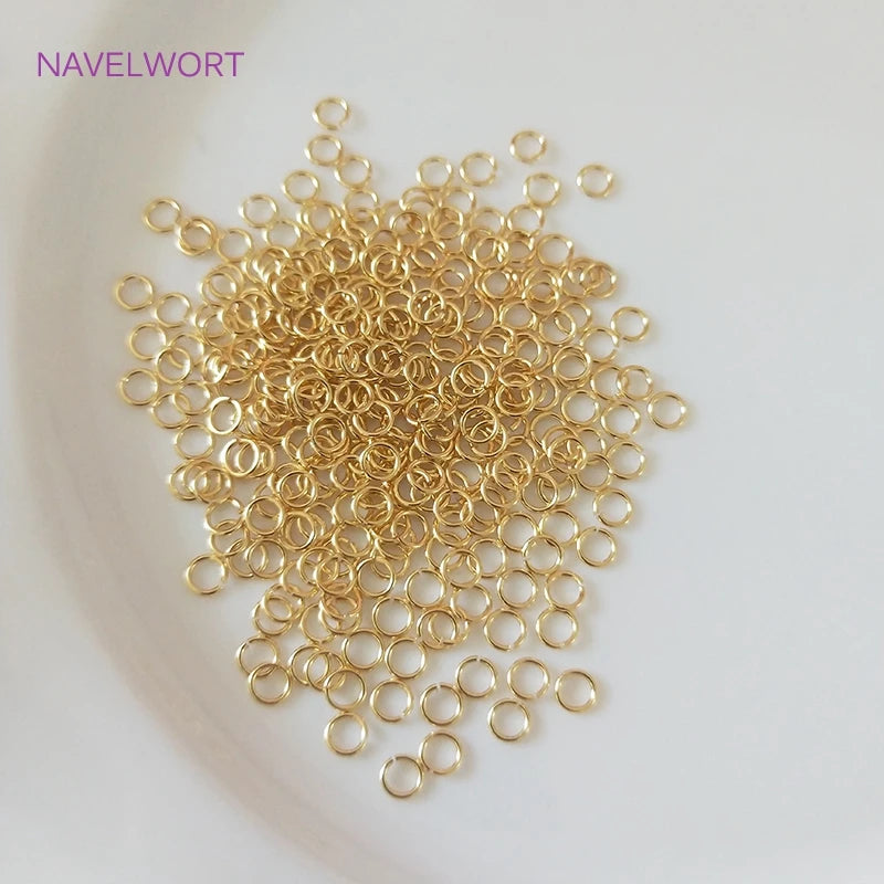 Multi Size 14K/18K Gold Plated Open Jump Ring Connecting Rings For Jewelry Making Supplies Brass Split Rings Jewelry Accessories