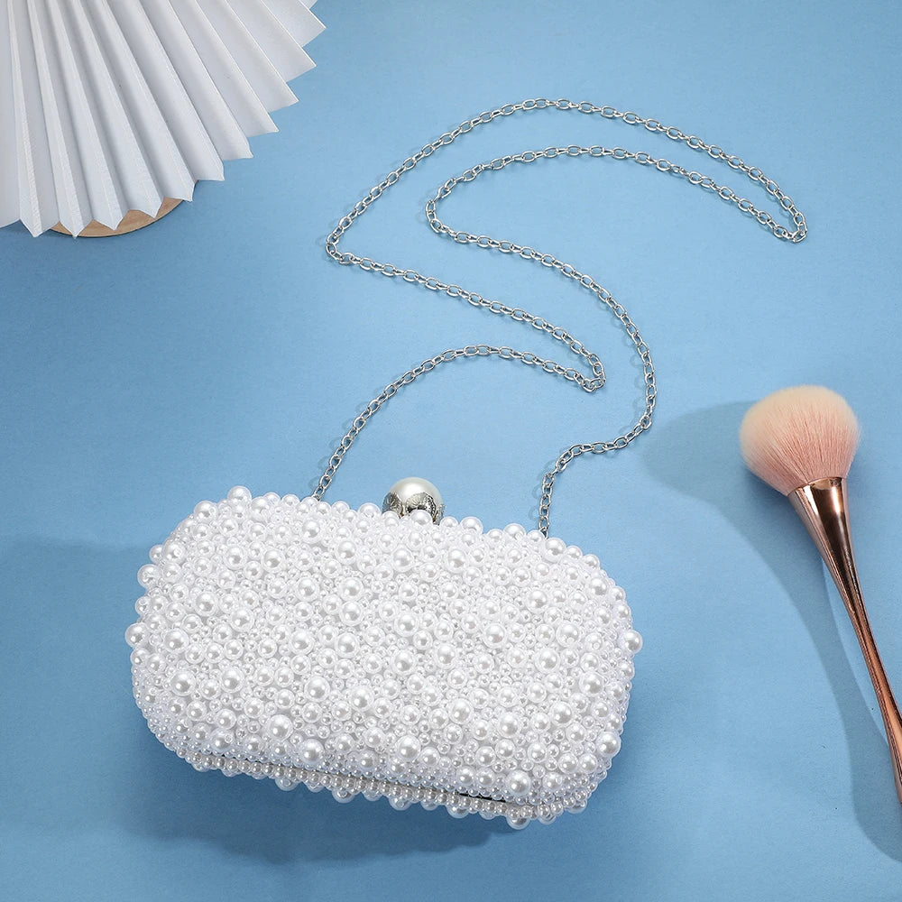 Handcrafted Pearl Evening Bag High-End Versatile Wedding Banquet Gift Hand-Held Bag for Cheongsam And Evening Dresses