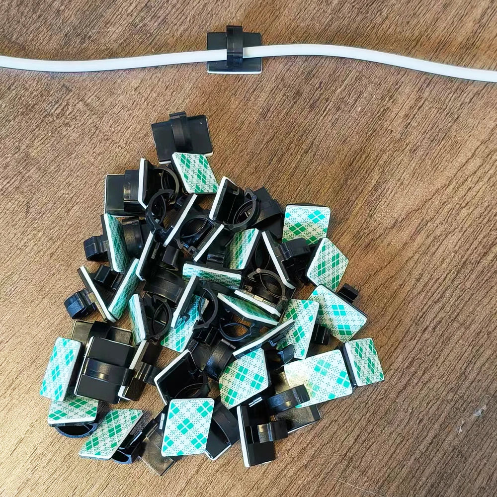 Cable Clips Wire Cable Holder Double-Sided Tape Adhesive Clamps | 100 pcs