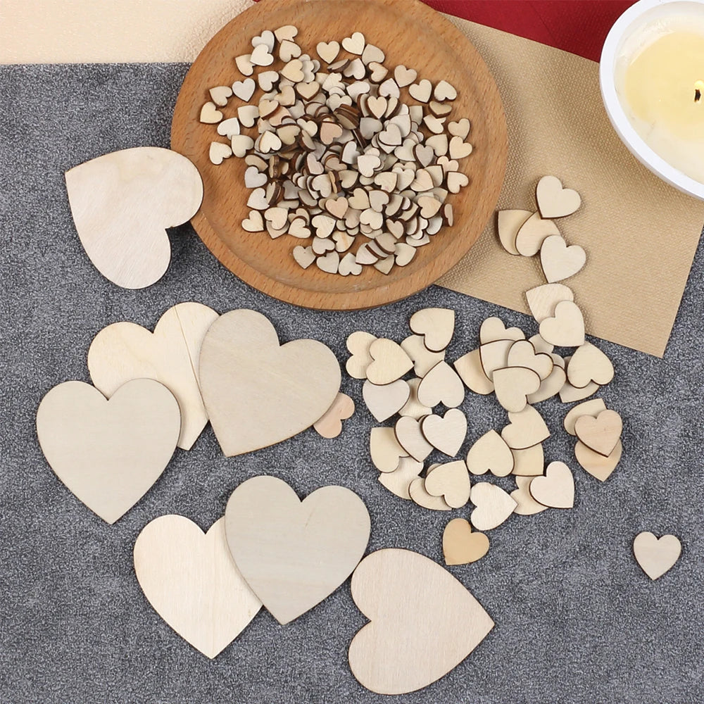 Unfinished Wooden Hearts for Crafts 1-6cm Heart Blank Wood Ornaments