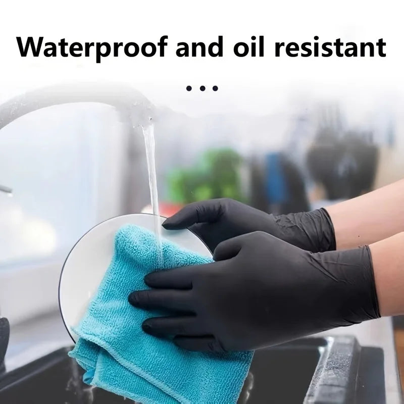 Black Nitrile Gloves Disposable Thickened Waterproof Cleaning Gloves