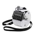 Hand Counter Four-Digit Click Counter with Hanging Rope Silver